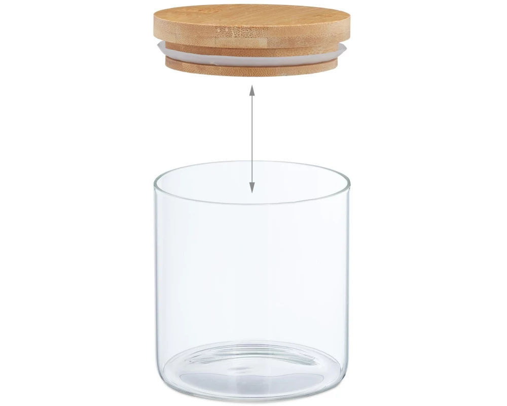relaxdays Vorratsgläser 0.5 l, Transparent/Hellbraun