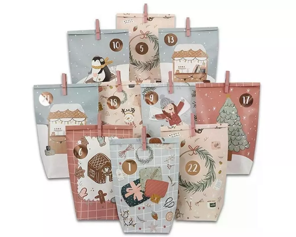 G. Wurm Adventskalender Tüten 72 Stück, Bunt
