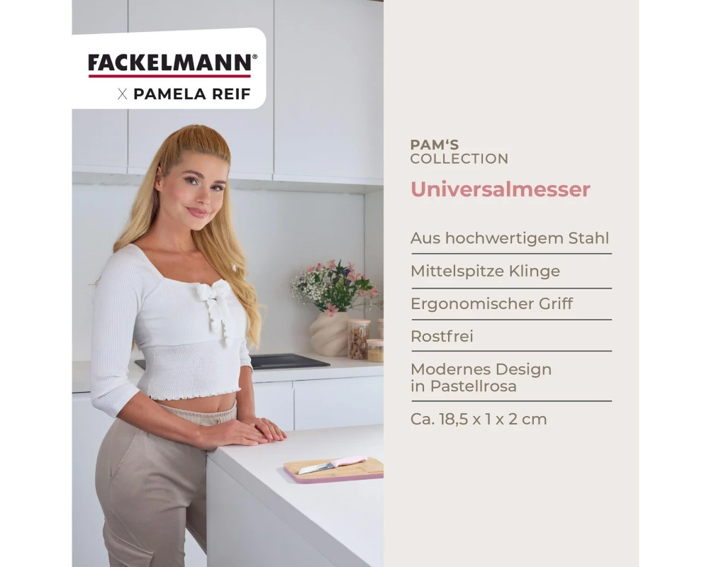 Fackelmann Universalmesser Universalmesser 18.5 cm, Pastellrosa