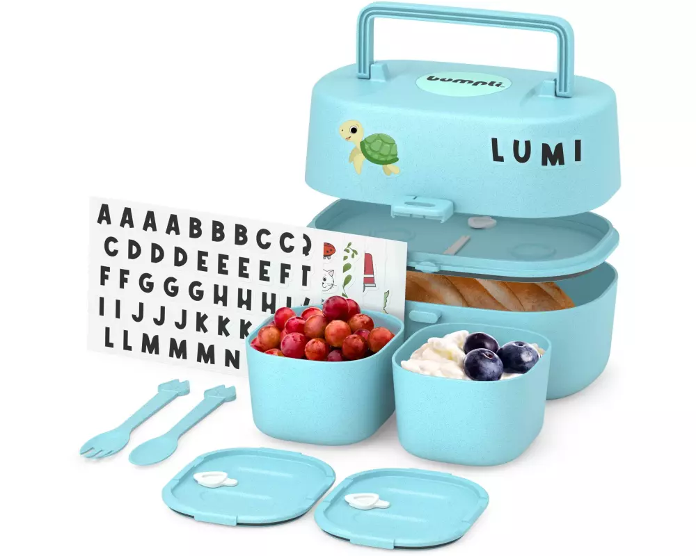 bumpli Lunchbox mit Sticker Set Blau