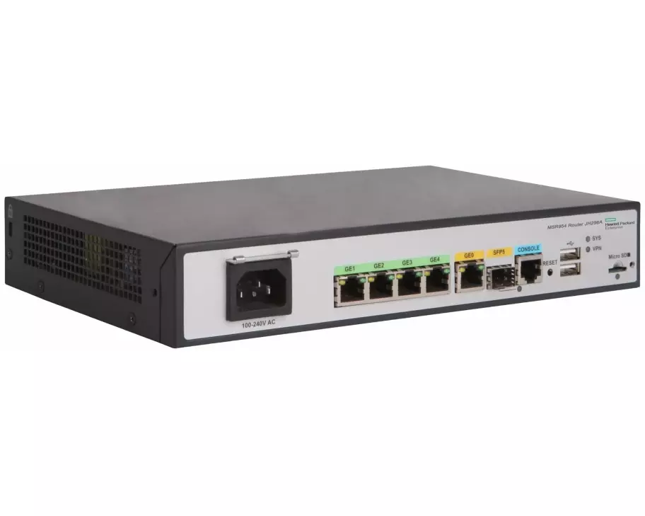 HPE FlexNetwork MSR954 Router, 1GbE SFP, 2GbE-WAN, 4GbE-LAN, CWv7