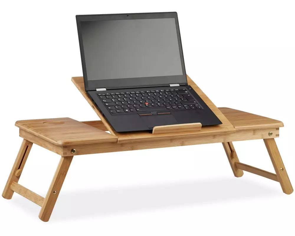 relaxdays Laptoptisch XL, 17 Zoll, Bambus / Hellbraun