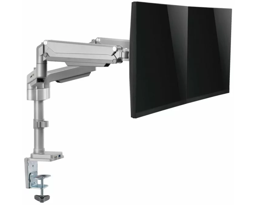 EATON TRIPPLITE Dual-Display Flex-Arm, Mount for 13inch to 34inch Monitors - Clamp or Grommet, USB Audio Ports