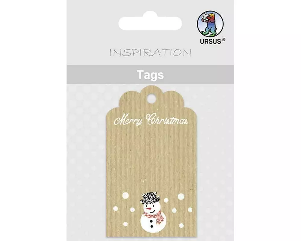 URSUS Geschenkanhänger Snowman 3.45 x 7.5 cm, 8 Stück