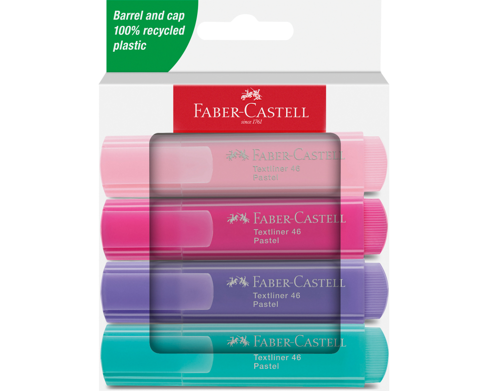 Faber-Castell Textmarker Pastell 4er Pack Karton