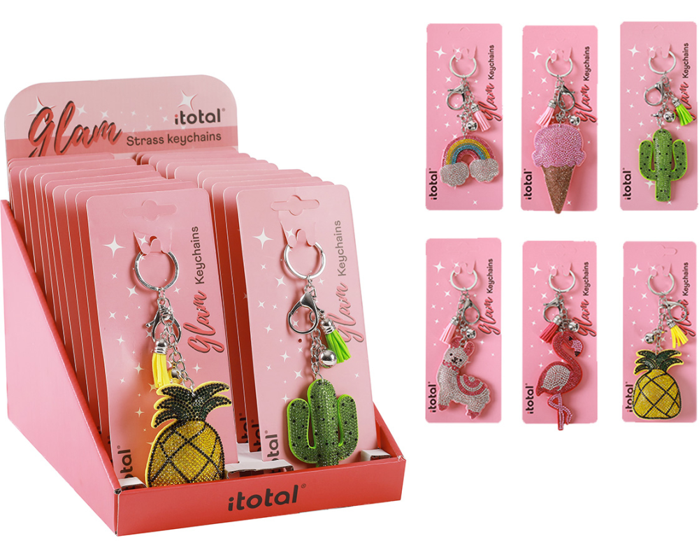 ROOST Schlüsselanhänger Strass XL1437 6 Motive ass.