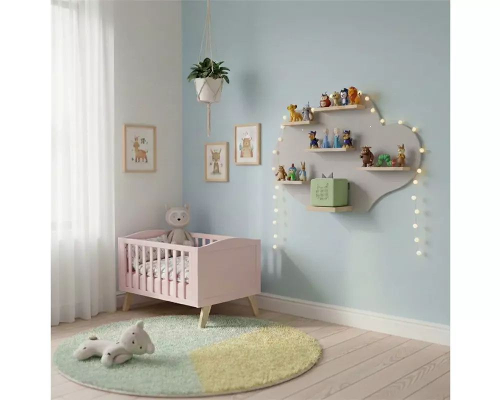 relaxdays Toniebox-Regal Wolke, MDF / Holz, Grau / Hellbraun