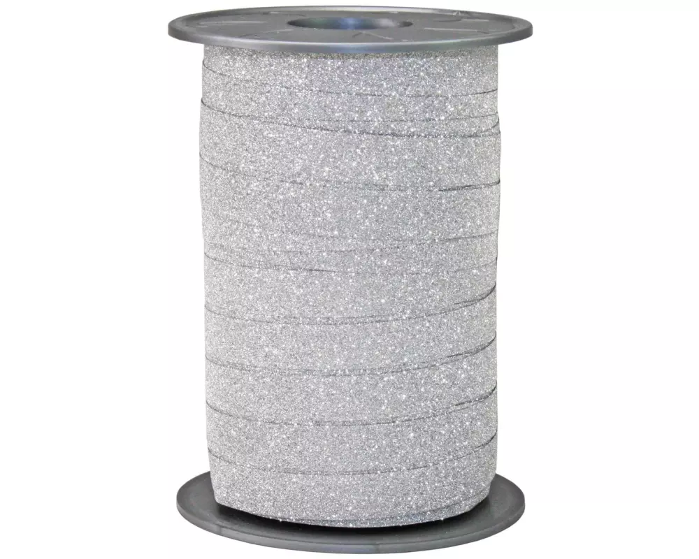 Pattberg Geschenkband Poly Glitter 1 cm x 100 m, Silber