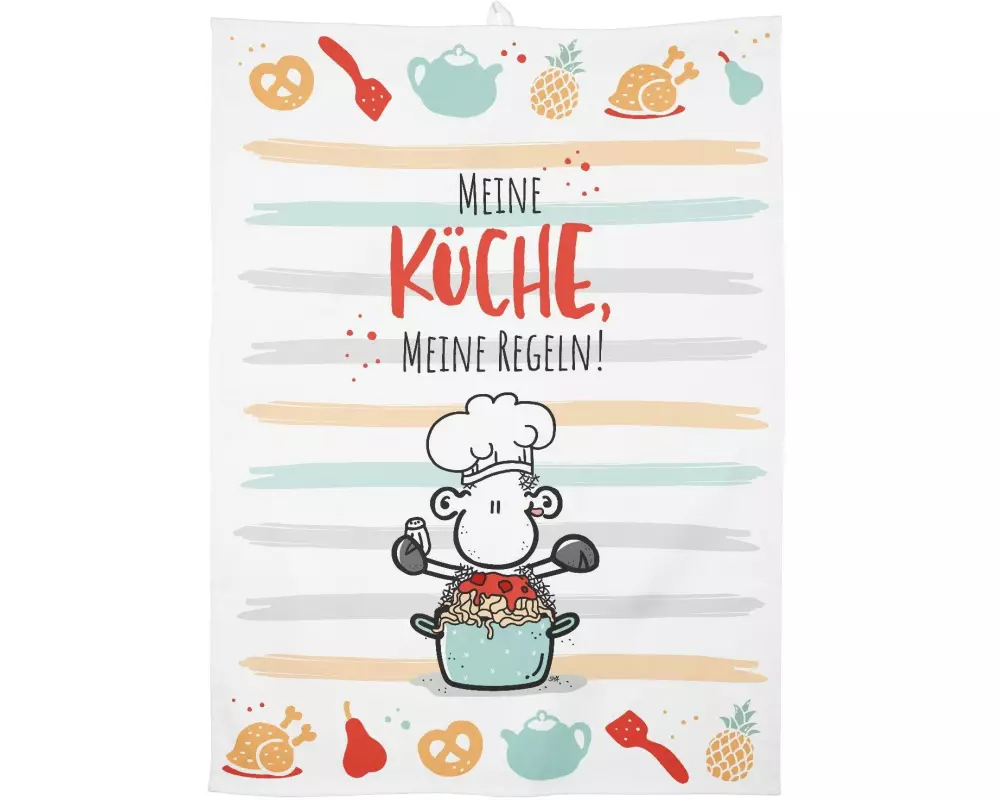Sheepworld Geschirrtuch Meine Küche, meine Regeln Mehrfarbig