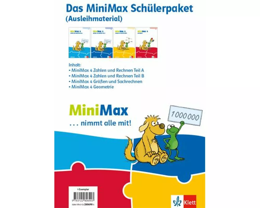 MiniMax 4.Paket für Lernende (4 Themenhefte: Zahlen und Rechnen A, Zahlen und Rechnen B, Größen und Sachrechnen, Geometrie) - Ausleihmaterial Klasse 4