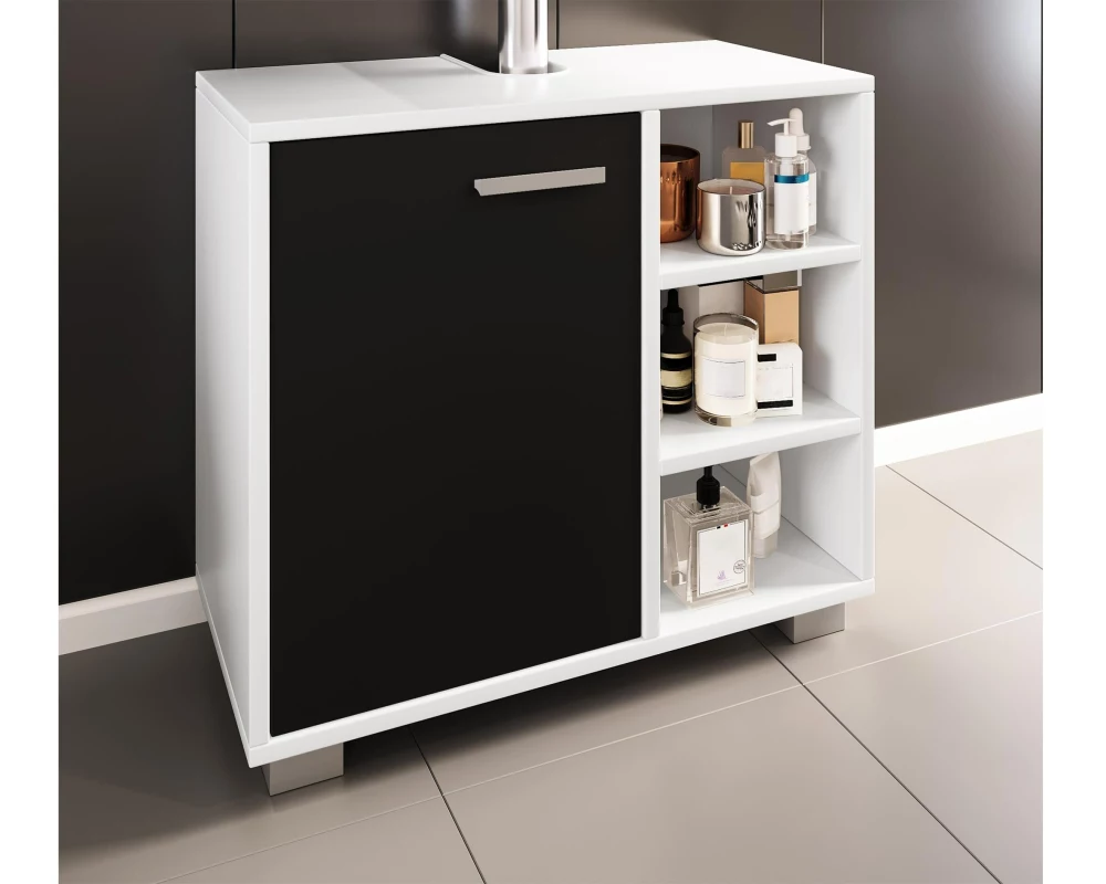 VCM Waschbeckenunterschrank Zalo L 60 x 55 cm, Schwarz/Weiss