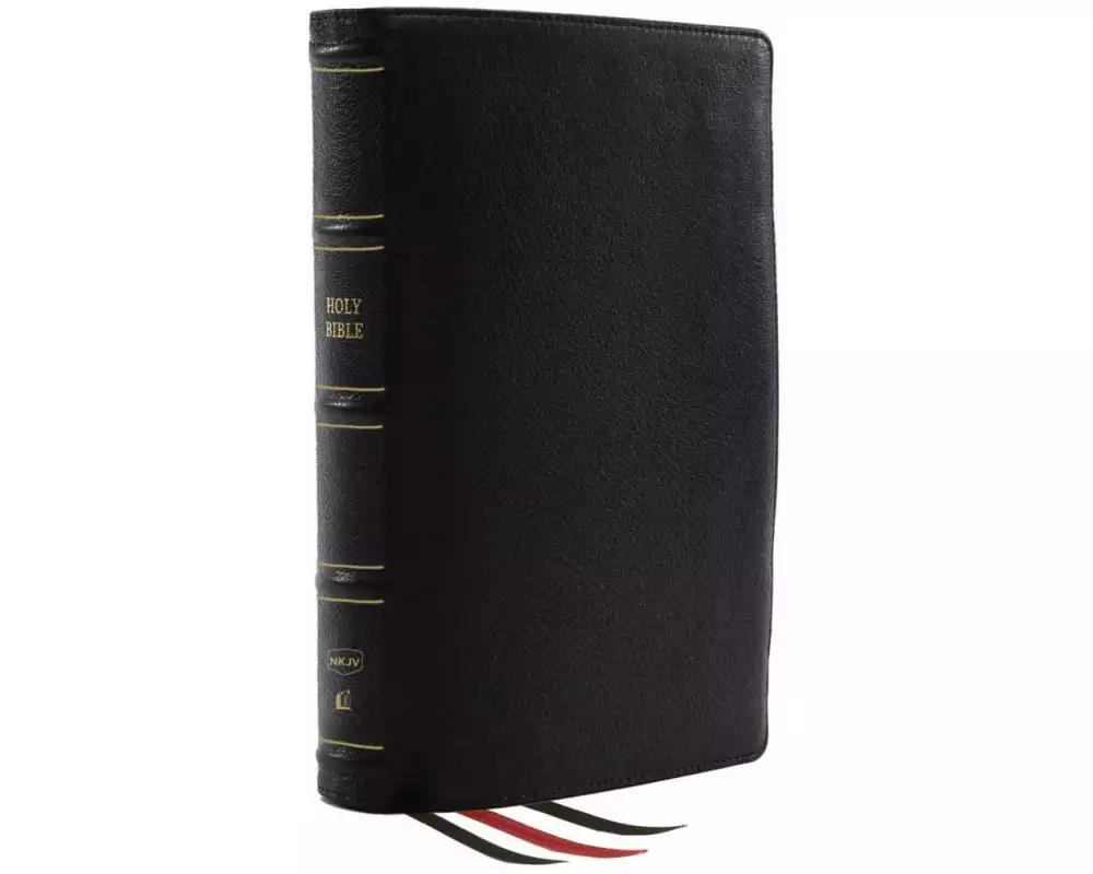 NKJV, Reference Bible, Classic Verse-by-Verse, Center-Column, Genuine Leather, Black, Red Letter, Comfort Print