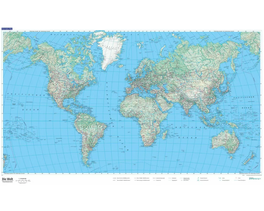Kümmerly+Frey Weltkarte physikalisch Poster 1:50 Mio