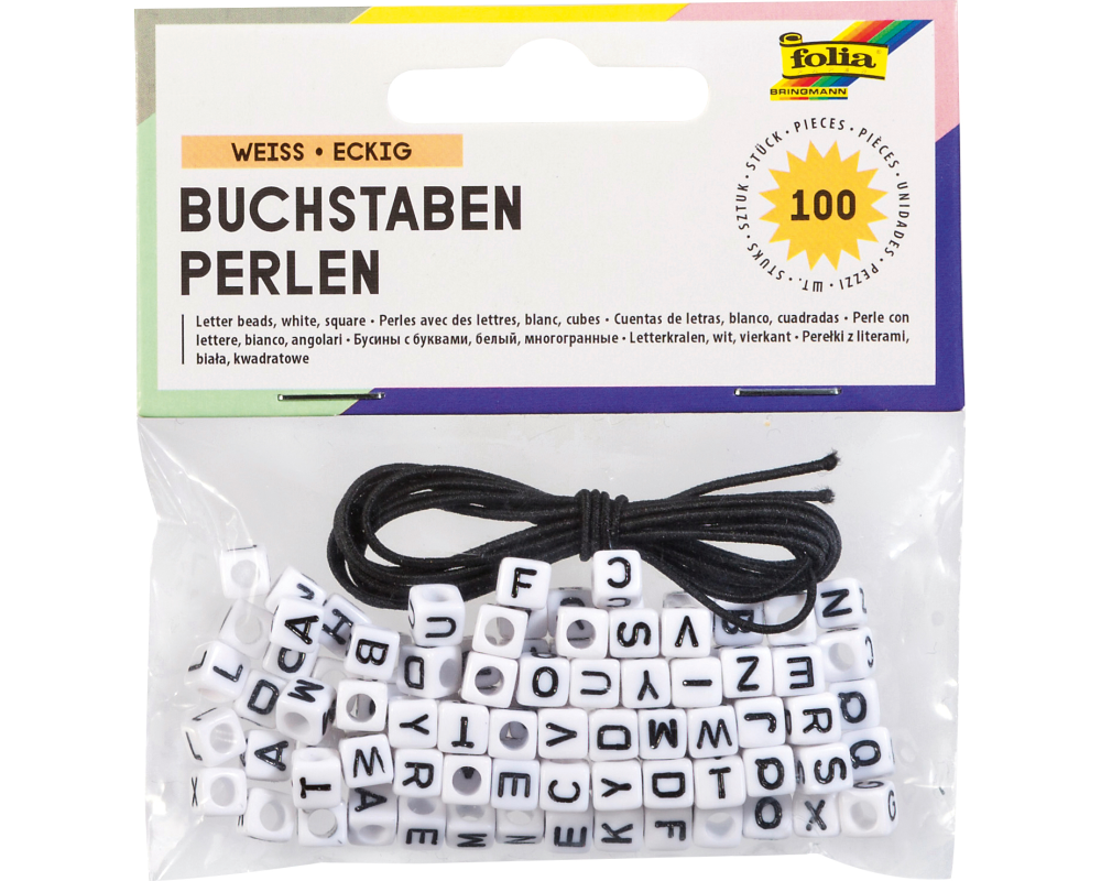 FOLIA Buchstaben-Perlen 33903 weiss 100 Stück