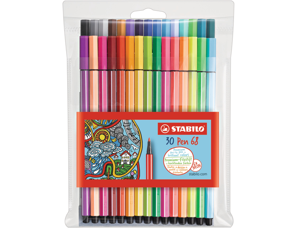 STABILO Fasermaler Pen 68 1mm 6830-1 24+6 Neon Etui