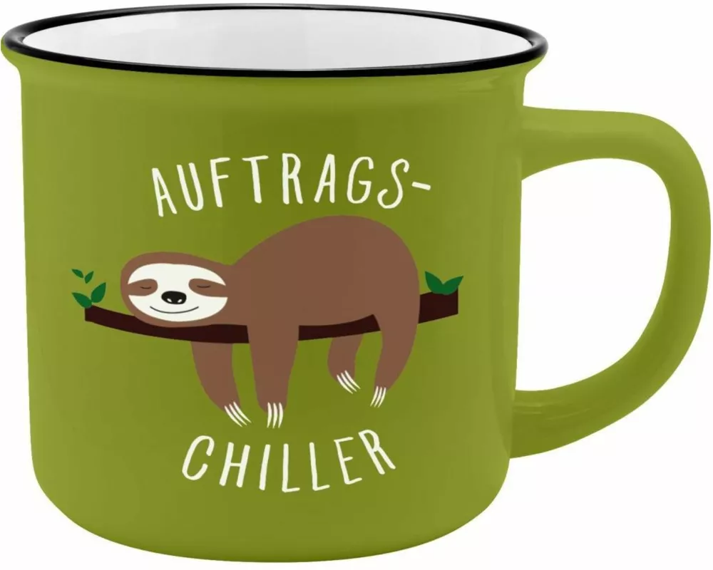 Gruss und Co 45785 Tasse mit Spruch Chiller, New Bone China Porzellan, 35 cl