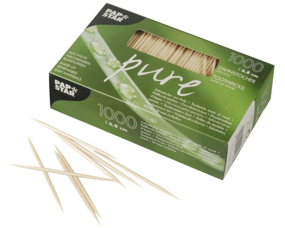 PAPSTAR Zahnstocher PAP12735 aus Holz, 6,8cm, 1000 Stück