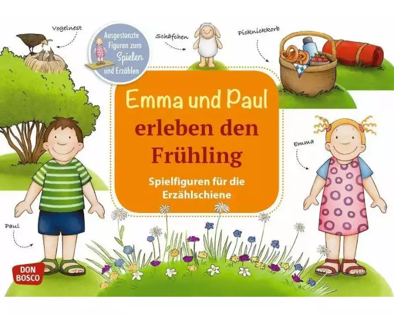 Emma und Paul erleben den Frühling. Erzählschienen-Figurenset