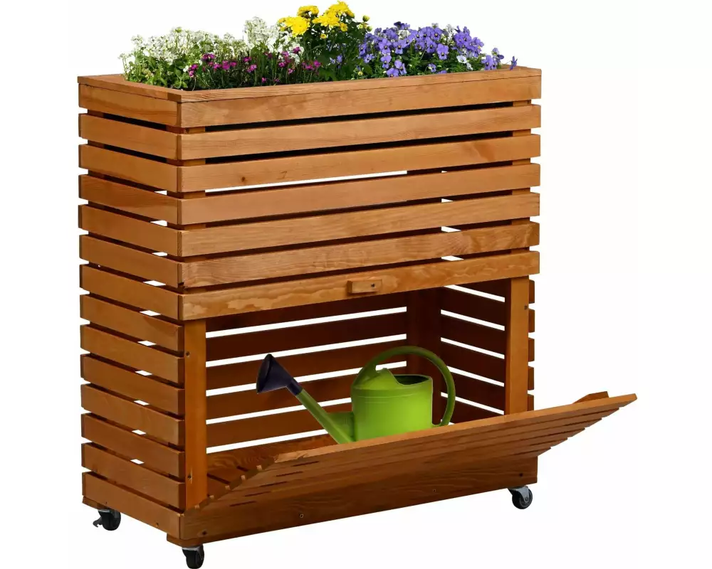dobar Hochbeet «Rolla» aus Holz auf Rollen