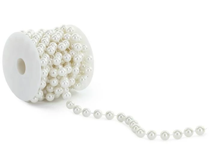 Partydeco Perlenkette, 1.2 x 500 cm, Weiss