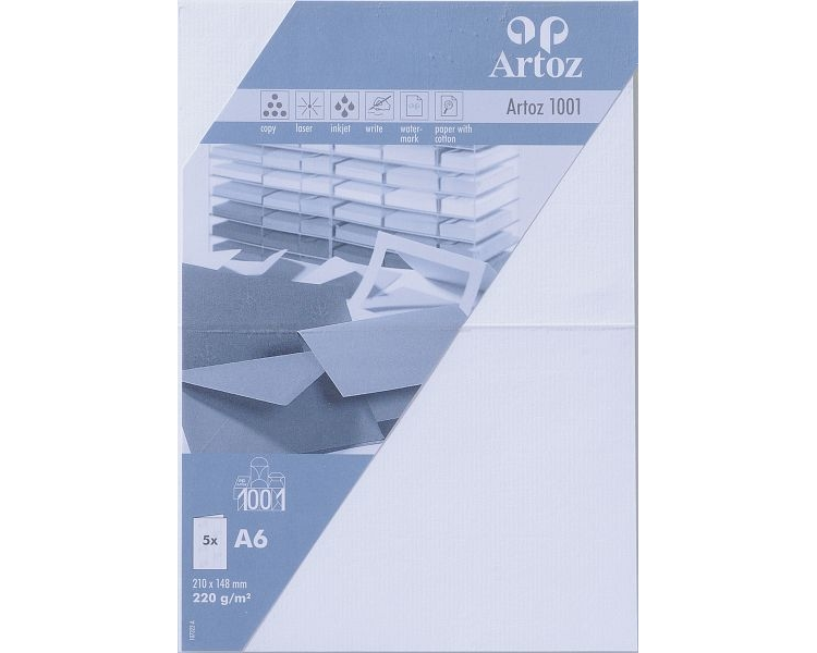 ARTOZ Karten 1001 A6 107322262 220g, blütenweiss 5 Blatt
