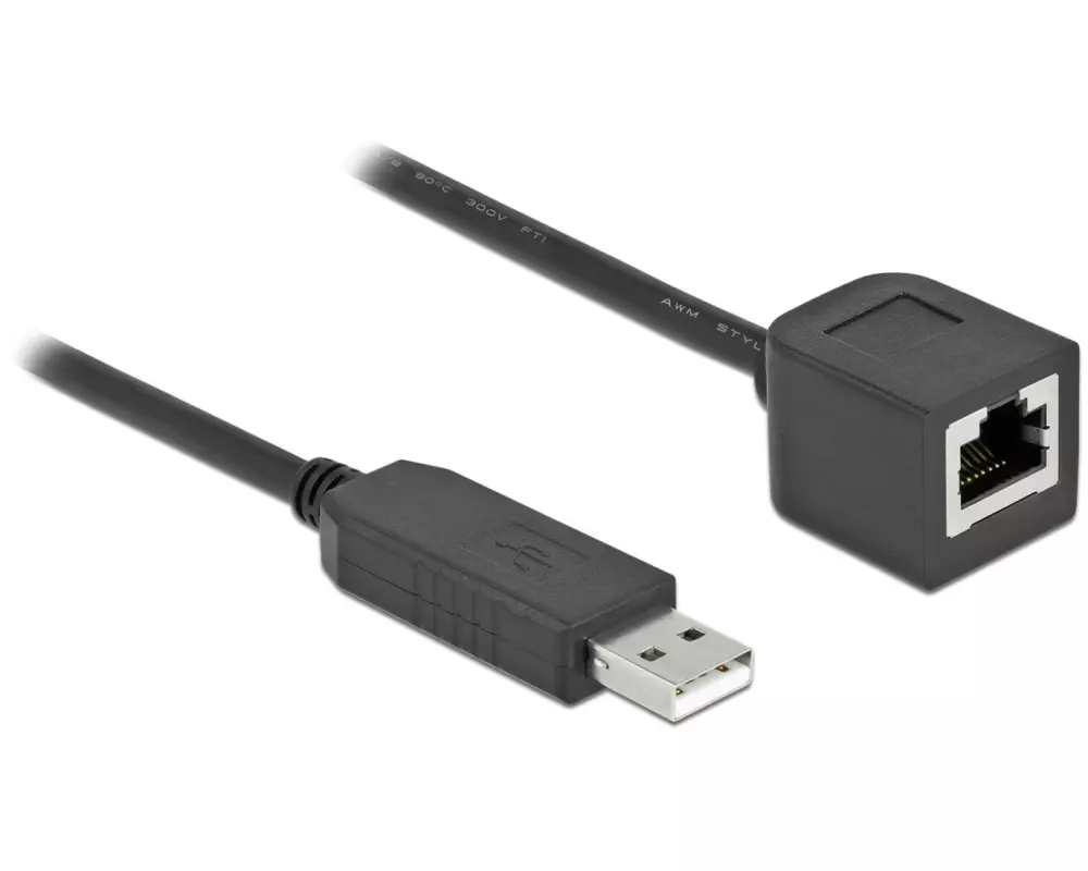 Delock Konsolenkabel USB-A zu RS-232 RJ45, 25 cm
