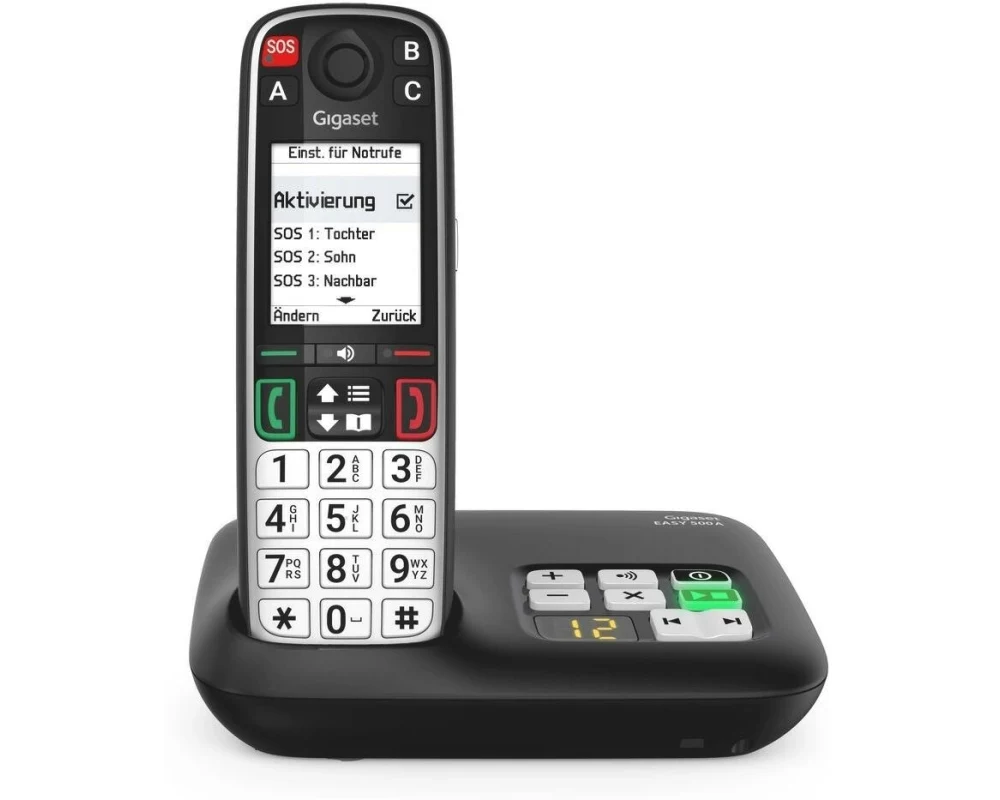 Gigaset Schnurlostelefon EASY 500A Schwarz mit Anrufbeantworter