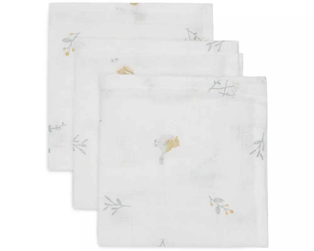 Jollein Mulltuch Nuscheli 3er Set Lovely Birds 31 cm x 31 cm