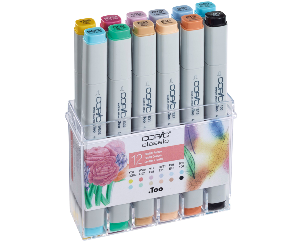 COPIC Marker Classic 20075704 Pastell-Farben, 12 Stück