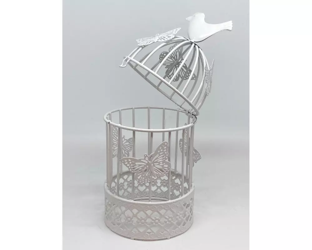 Dameco Vogelkäfig mit Schmetterlingen 22 cm, Weiss