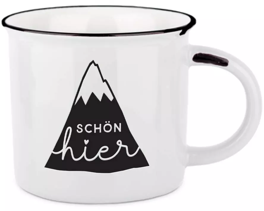 Grafik Werkstatt Vintage Becher Bergglück, Schön hier