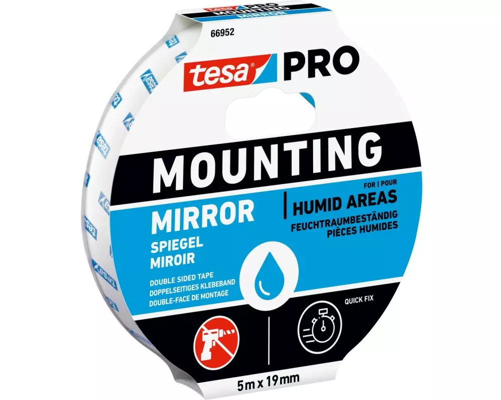 tesa Mounting PRO Spiegel 19 mm x 10 m, Weiss
