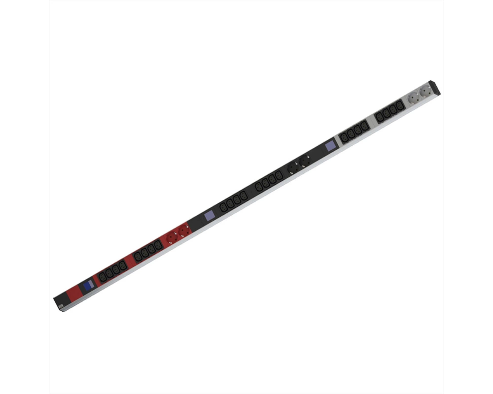 BACHMANN BN0500 19" PDU 1HE 24xC13 6x Schutzkontakt, Leistungsmessung, Anschluss CEE 3x 16A, rot