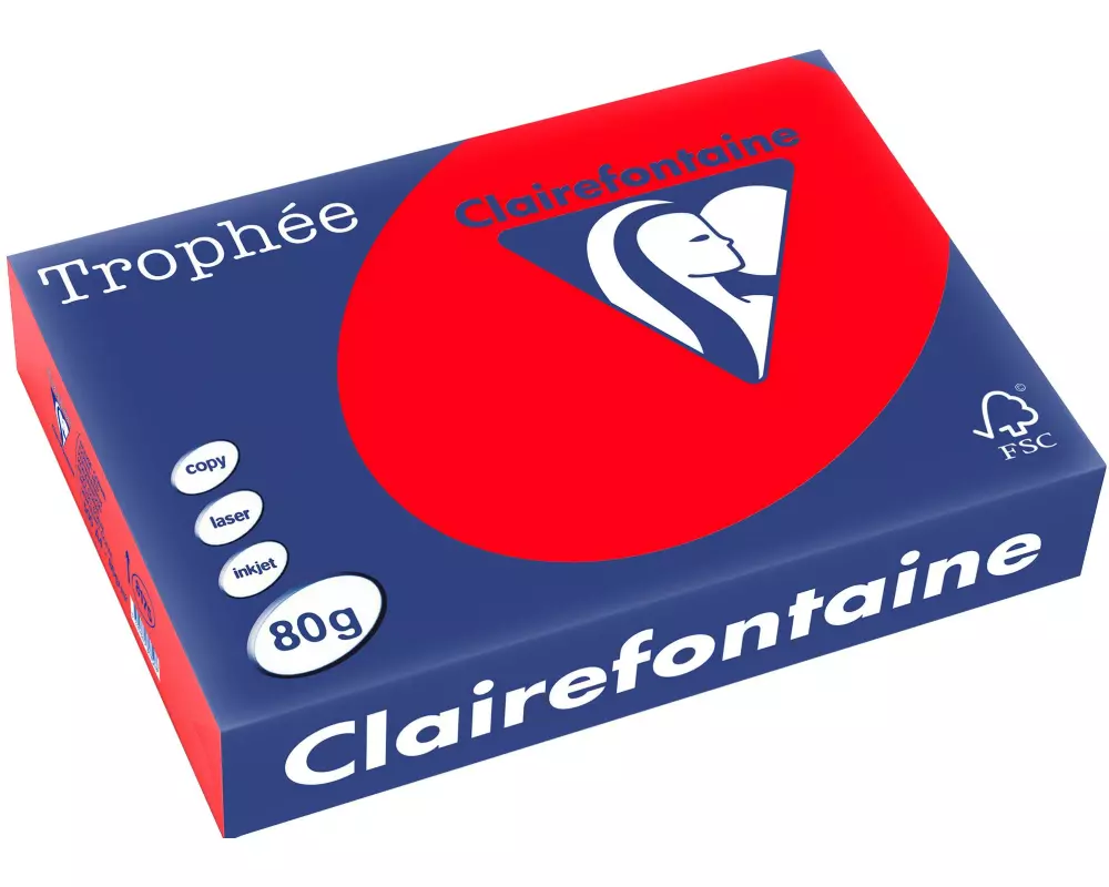 Clairefontaine Kopierpapier Trophée A4, 80 g/m², Korallenrot, 500 Blatt