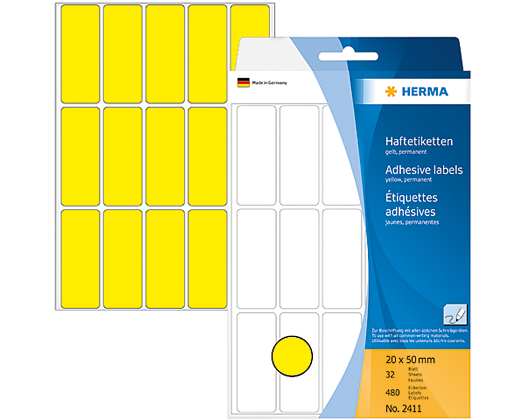 HERMA Etiketten 20×50mm 2411 gelb 480 Stück