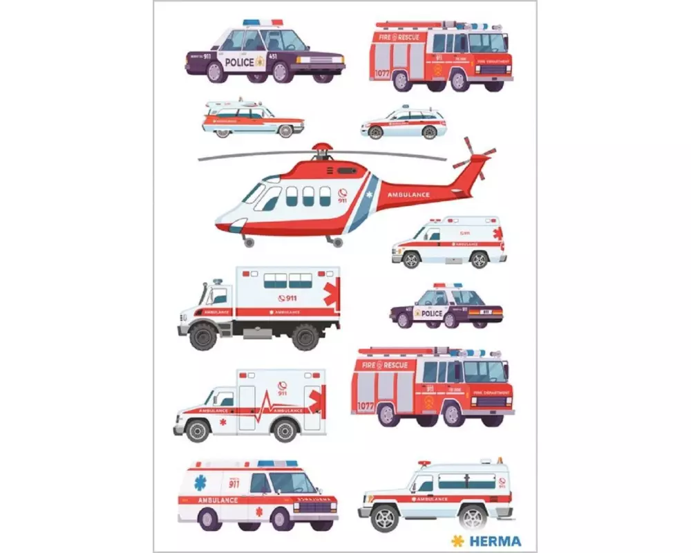 Herma Stickers Motivsticker Blaulicht Fahrzeuge, 3 Blatt