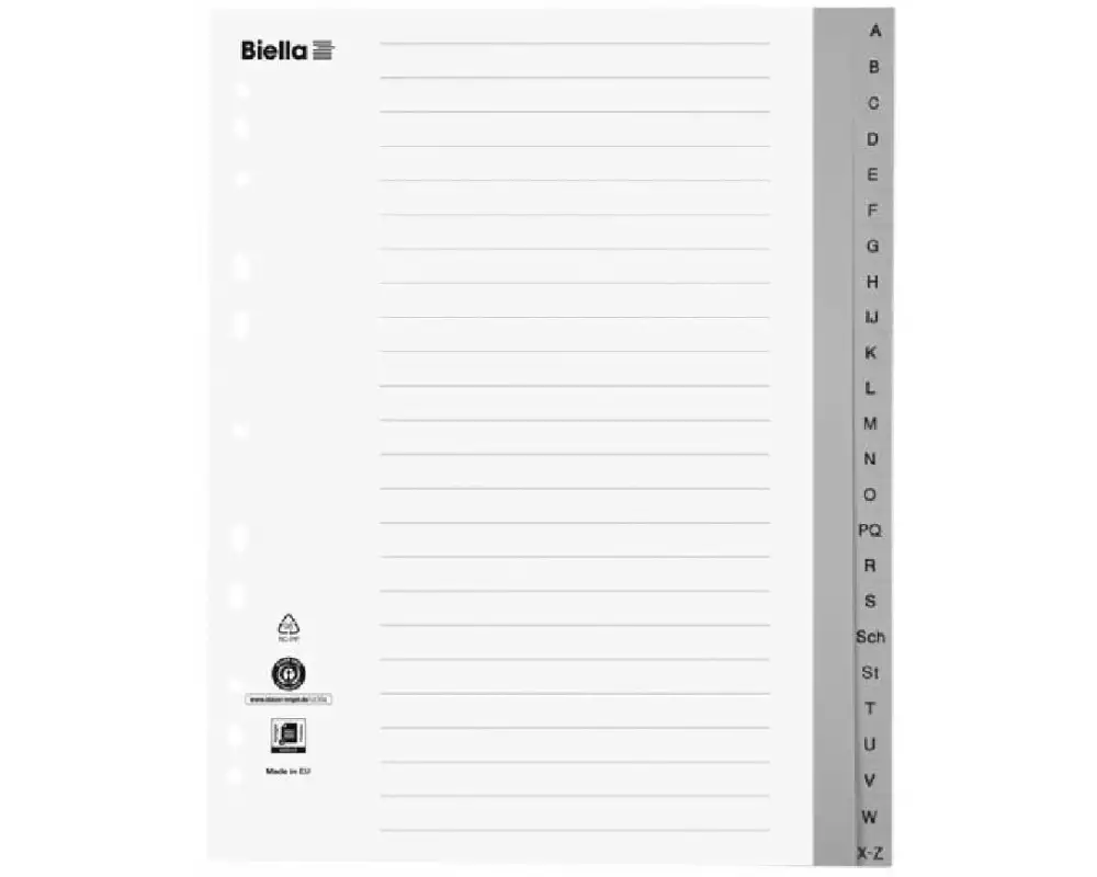 Biella Register A4 A-Z