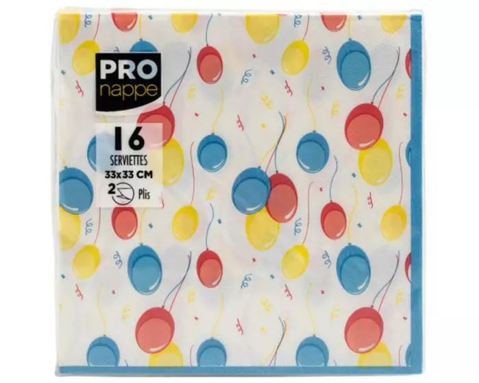 PRO nappe Papierservietten Geburtstag 33 cm x 33 cm, 16 Stück