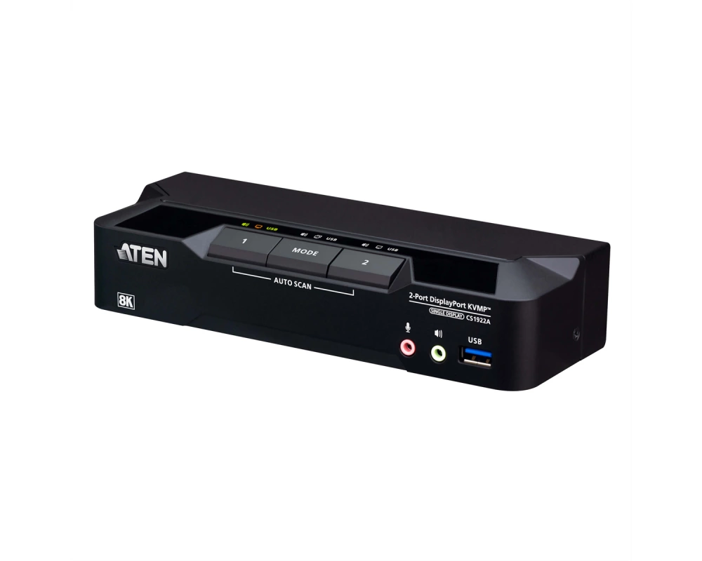 Aten KVM Switch CS1922A 2-Port USB 3.0 8K DisplayPort (3 Geräte)