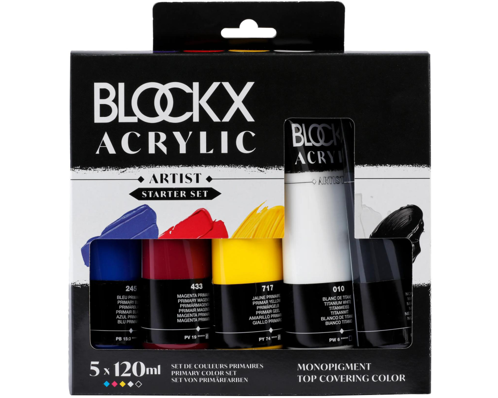 BLOCKX Acrylfarben 5x120ml 65120BXC Primärfarben