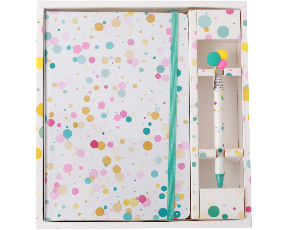 ROOST Set Notizbuch und Stift XL2066 Bubble liniert