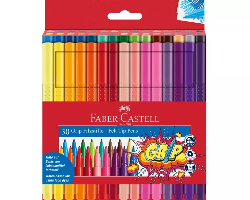 Faber-Castell Filzstift Grip Colour Marker 30 Stück