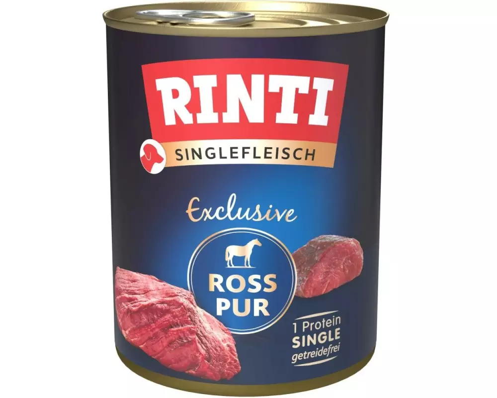 Rinti Nassfutter Singlefleisch Exclusive Ross Pur, 800 g