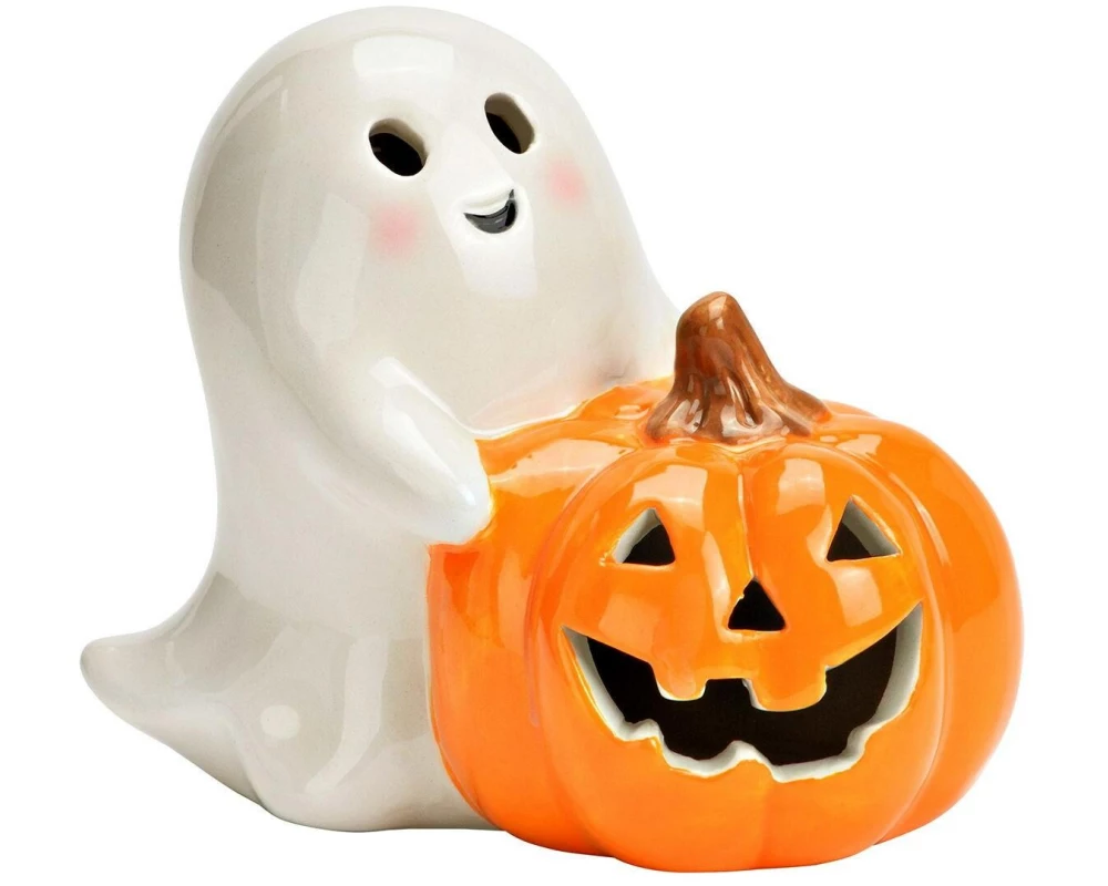 G. Wurm Aufsteller Geist mit LED Kürbis