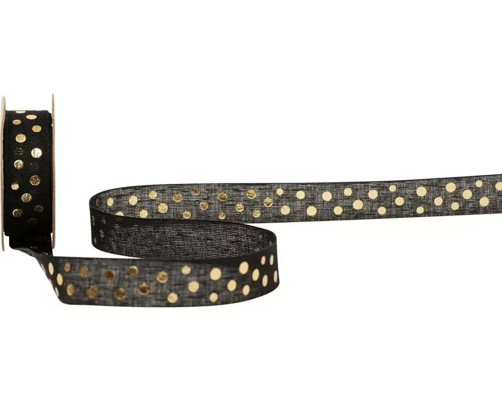 Spyk Spyk Geschenkband Golda 16 mm x 3 m, Gold/Schwarz