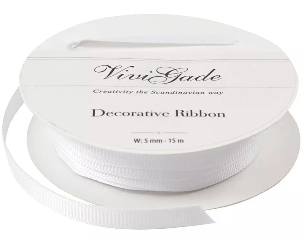 Creativ Company Textilband 6 mm x 15 m, Weiss