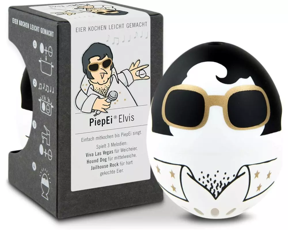 PiepEi Küchentimer Singende Eieruhr Elvis, Schwarz / Weiss