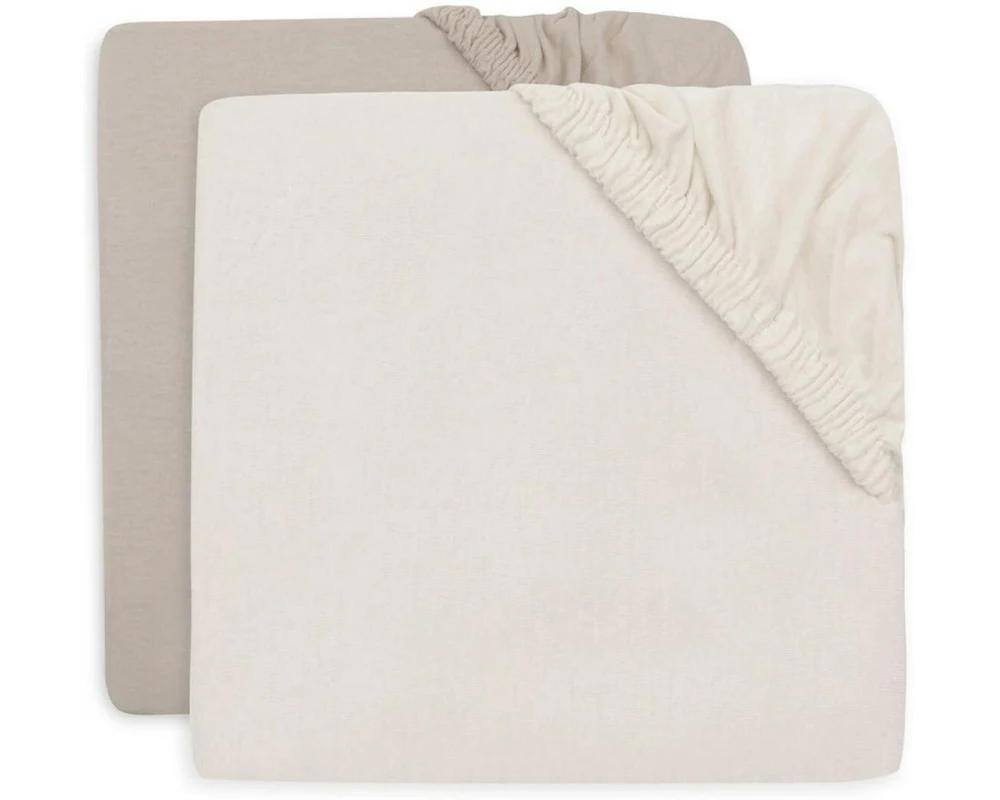Jollein Fix-Leintuch 2er Set 70/75 x 140/150 cm, Oatmeal/Sand