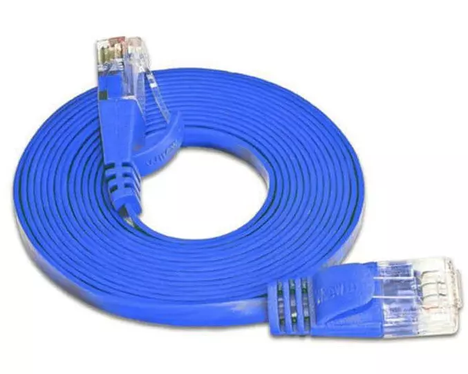 SLIM Slimpatchkabel RJ-45 - RJ-45, Cat 6, UTP, 0.25 m, Blau
