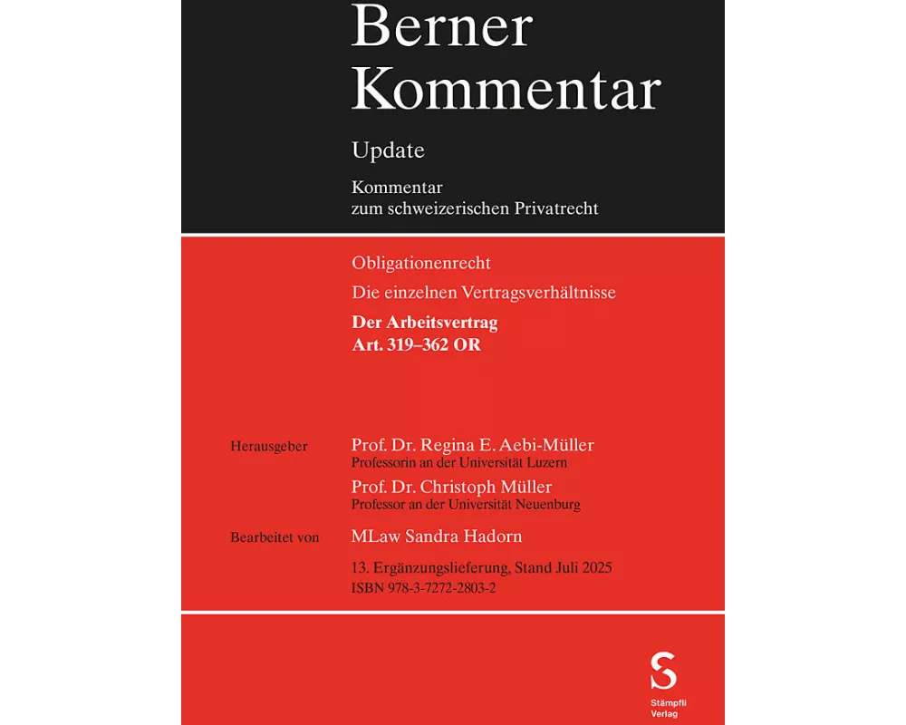 Arbeitsrecht, Art. 319-362 OR, 13. Ergänzungslieferung